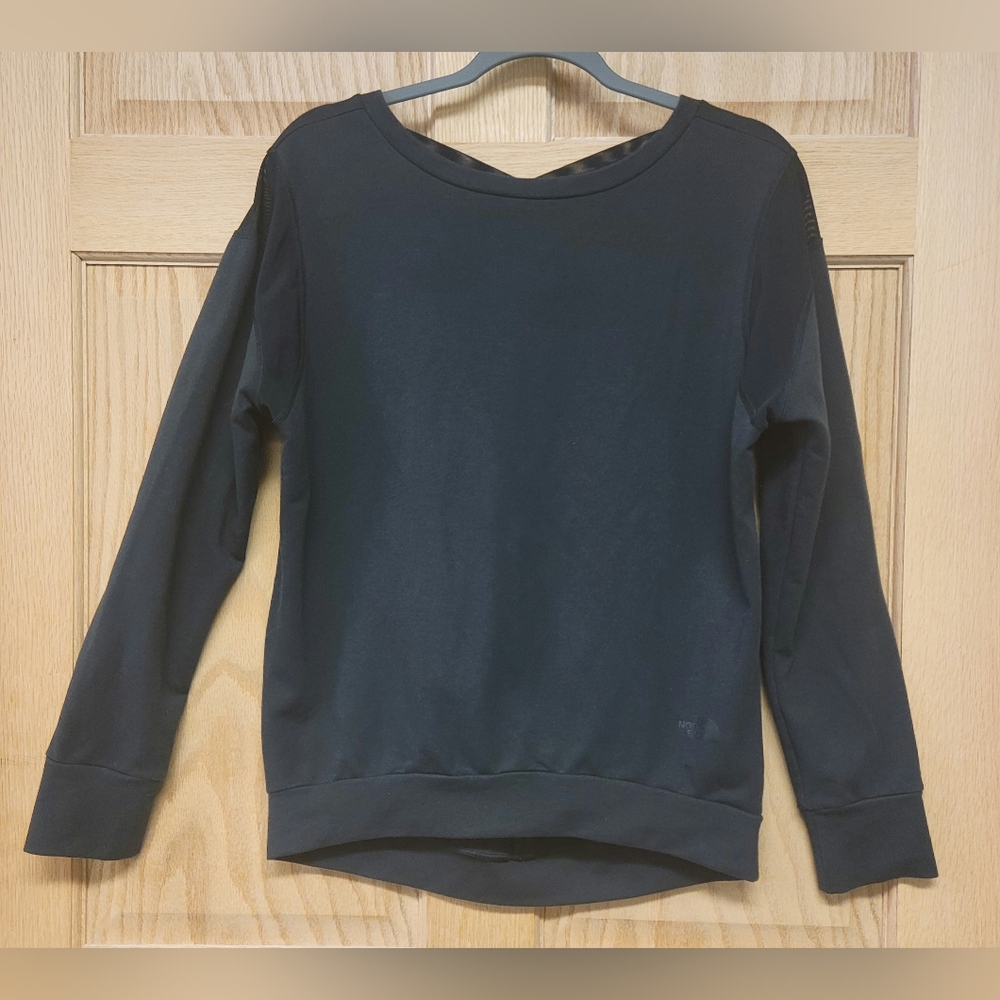 The North Face Black Criss Cross Open Back Mesh Sweatshirt Womens Size Small